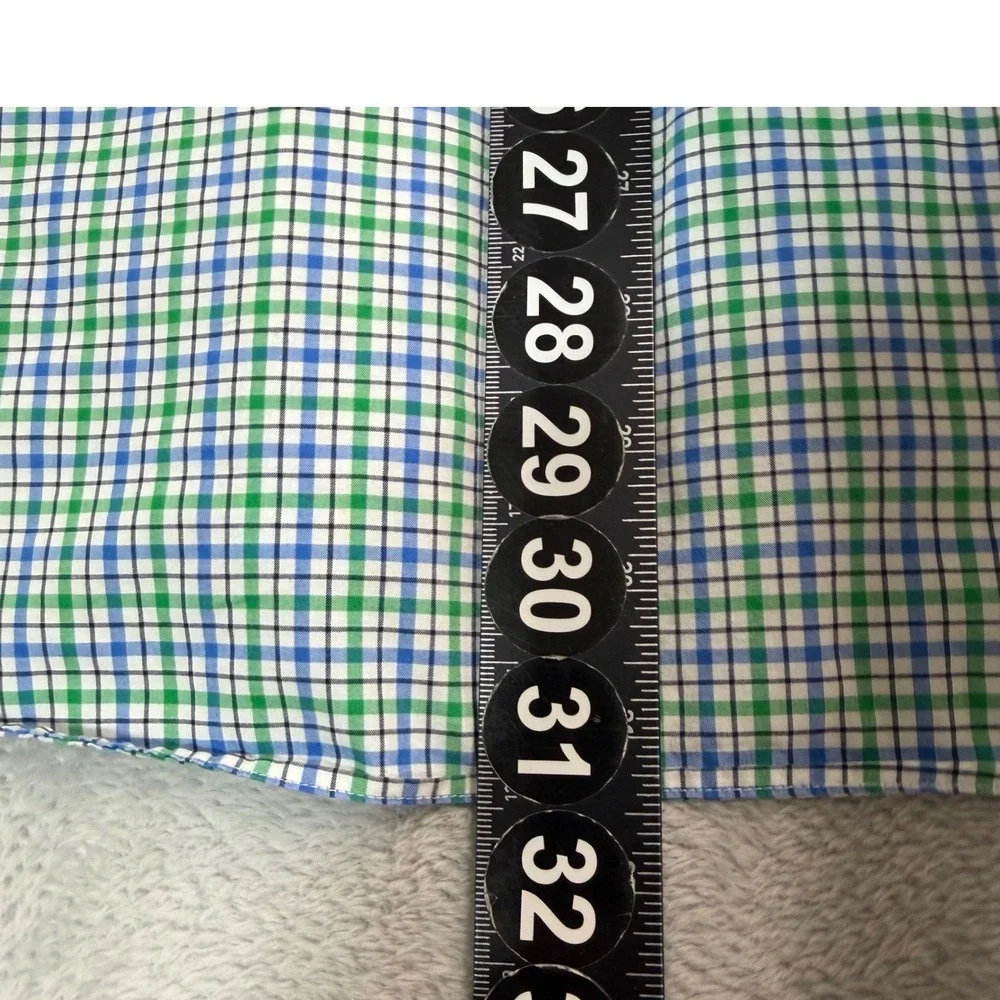 Polo Ralph Lauren Shirt Mens XL Green Blue‎ Gingham Plaid Long Sleeve Stretch